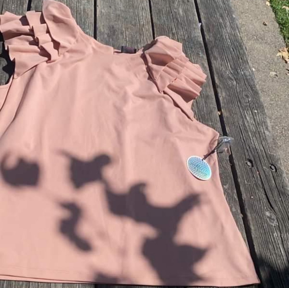 MILK & HONEY WOMEN'S BLOUSE PINK RUFFLE SLEEVE  SIZE 2XL